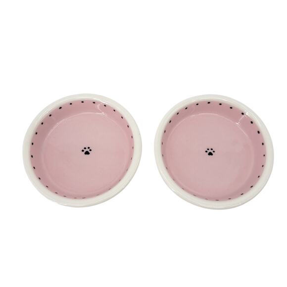 PET BOWLS Ceramic Small Pink Set of 2 - Picture 2 of 7